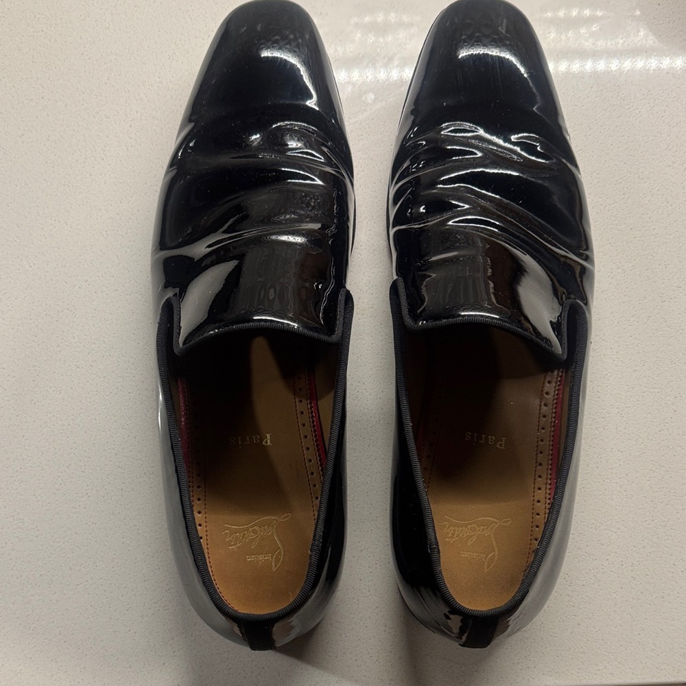Christian Louboutin Black Patent Leather Loafers